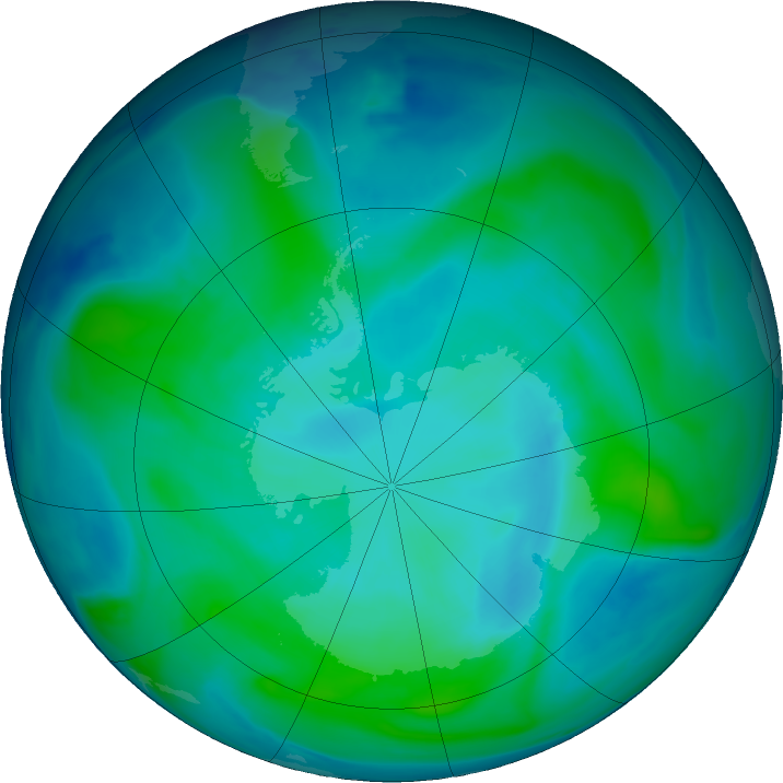 Antarctic ozone map for 11 February 2024